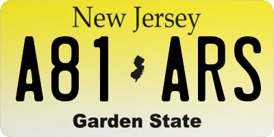 NJ license plate A81ARS
