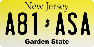 NJ license plate A81ASA