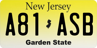 NJ license plate A81ASB