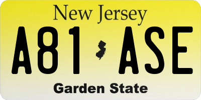 NJ license plate A81ASE