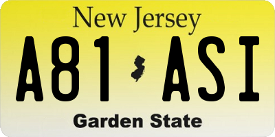 NJ license plate A81ASI