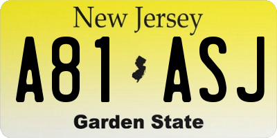 NJ license plate A81ASJ