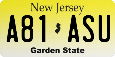NJ license plate A81ASU
