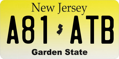 NJ license plate A81ATB