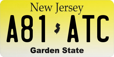 NJ license plate A81ATC