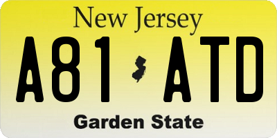 NJ license plate A81ATD