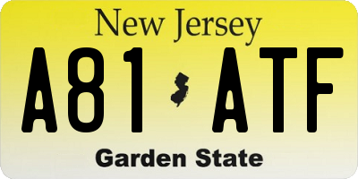 NJ license plate A81ATF