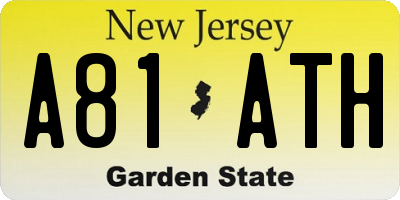 NJ license plate A81ATH