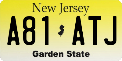 NJ license plate A81ATJ