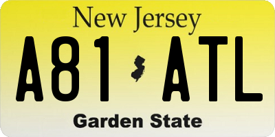 NJ license plate A81ATL