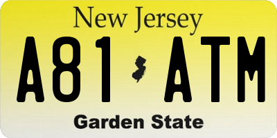 NJ license plate A81ATM