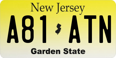 NJ license plate A81ATN