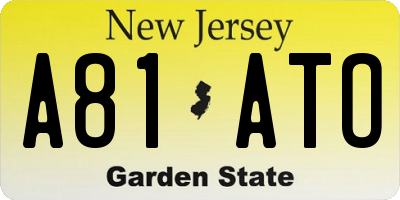 NJ license plate A81ATO