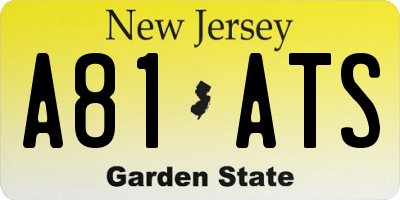 NJ license plate A81ATS