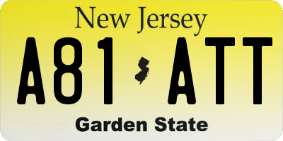 NJ license plate A81ATT