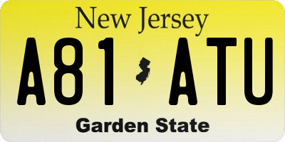 NJ license plate A81ATU