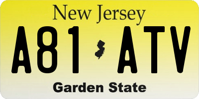 NJ license plate A81ATV