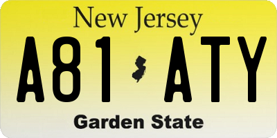 NJ license plate A81ATY