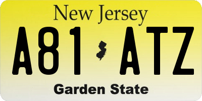 NJ license plate A81ATZ
