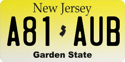 NJ license plate A81AUB