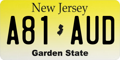NJ license plate A81AUD