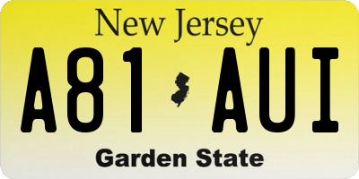 NJ license plate A81AUI
