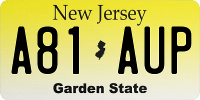 NJ license plate A81AUP