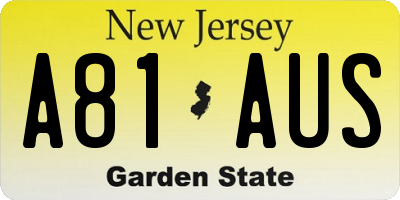 NJ license plate A81AUS