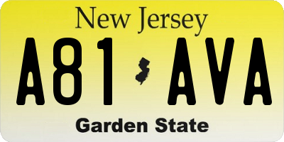 NJ license plate A81AVA