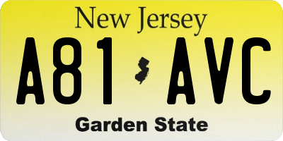 NJ license plate A81AVC