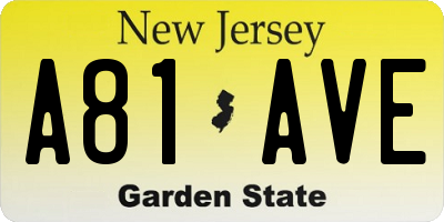 NJ license plate A81AVE