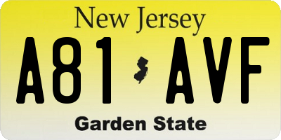 NJ license plate A81AVF