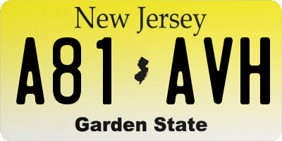 NJ license plate A81AVH