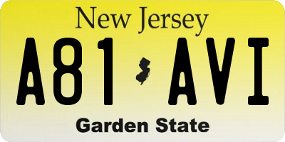 NJ license plate A81AVI