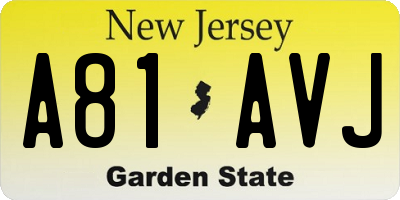 NJ license plate A81AVJ