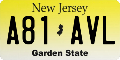 NJ license plate A81AVL