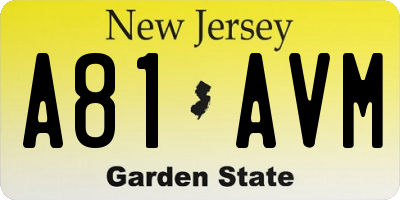 NJ license plate A81AVM