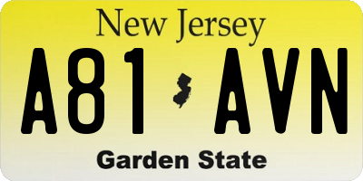 NJ license plate A81AVN