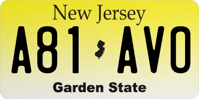 NJ license plate A81AVO