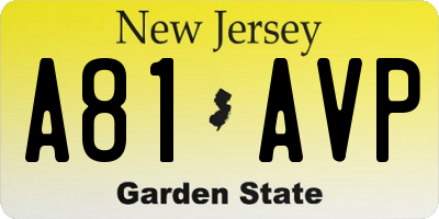 NJ license plate A81AVP