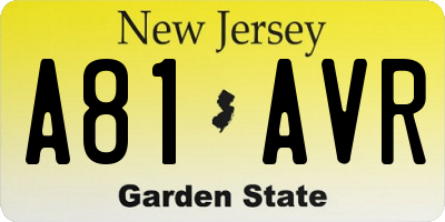 NJ license plate A81AVR