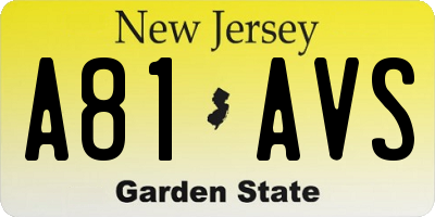 NJ license plate A81AVS