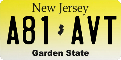 NJ license plate A81AVT