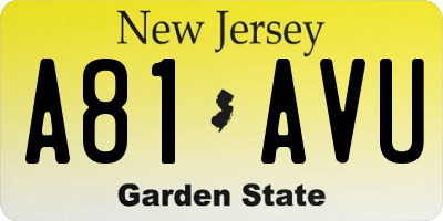 NJ license plate A81AVU