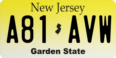 NJ license plate A81AVW