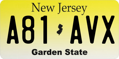 NJ license plate A81AVX