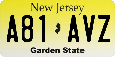 NJ license plate A81AVZ