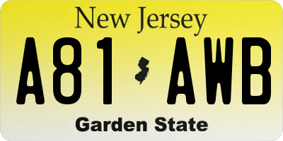 NJ license plate A81AWB