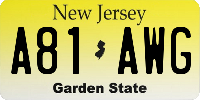 NJ license plate A81AWG