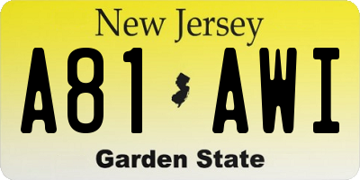 NJ license plate A81AWI